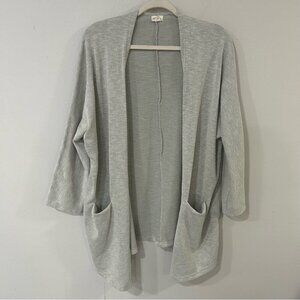 Anthropologie Donni Light Gray Long Side Pocket Cardigan Sweater One Size